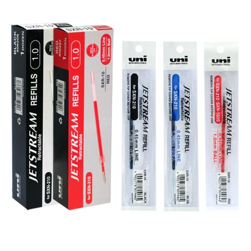 제트스트림 리필심 10개(1타스) SXR-10  1.0mm 블랙 레드 블루