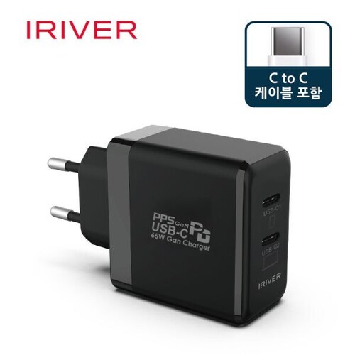 IRIVER IHA-PD65WBK 가정용 2구 초고속 충전기/블랙_N1899650