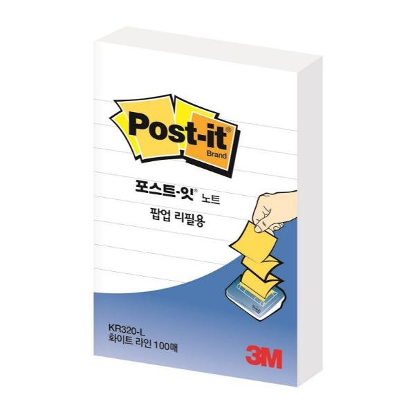 포스트잇 팝업리필용 KR-320 화이트라인(51x76mm(총 100장/1패드))_N3590900