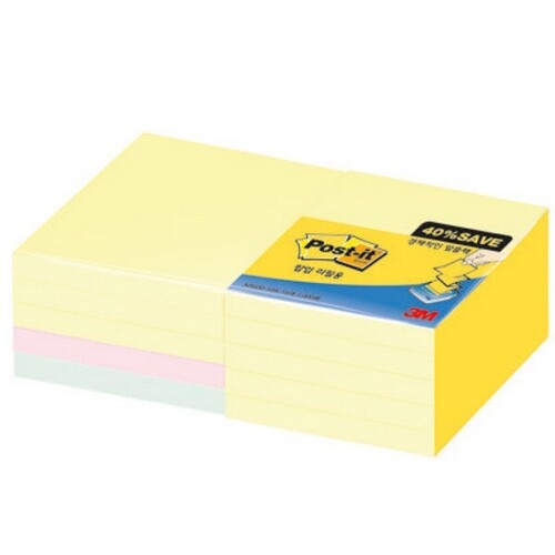 3M 포스트잇 노트 알뜰팩 KR330-10A(76x76mm/노랑(8)핑크/애플민트)_N3581700