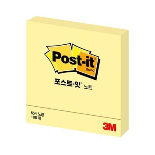 3M 포스트잇 노트 654 Y(노랑)(76x76mm 노랑)_N3500510