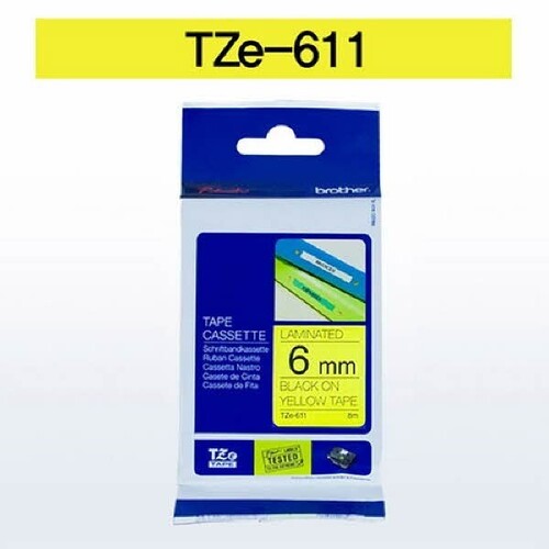 브라더 테이프카트리지(TZe-611/6mm/노랑/흑색문자)_N6322300