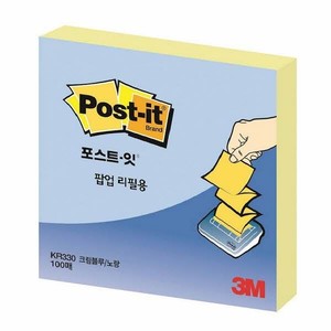 3M 포스트잇 팝업리필 KR-330 크림 블루/노랑(76x76mm)_N3584700