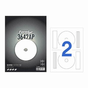 CD/DVD용 라벨(CD2칸/10매 PS-3642AP/내경17.5mm/폼텍)_N1379500