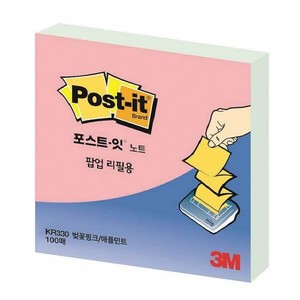 3M 포스트잇 팝업리필 KR-330 벚꽃 핑크/애플 민트(76x76mm)_N3584800