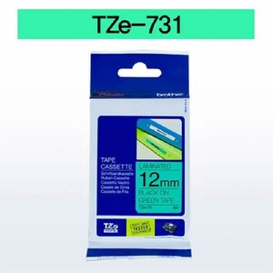 브라더 테이프카트리지(TZe-731/12mm/녹색/흑색문자)_N6323500