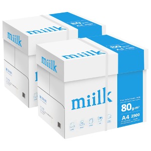 밀크 A4 복사용지(A4용지) 80g 2500매 2BOX